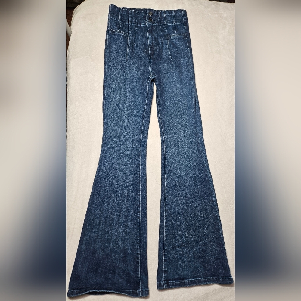 Free People We The Free Dark Blue Flare Jeans